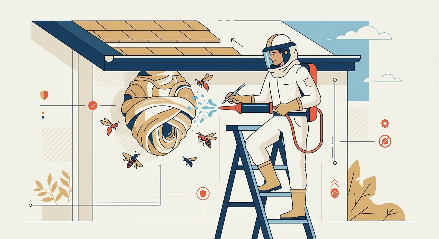 Illustration d’une intervention sur un nid de guêpes